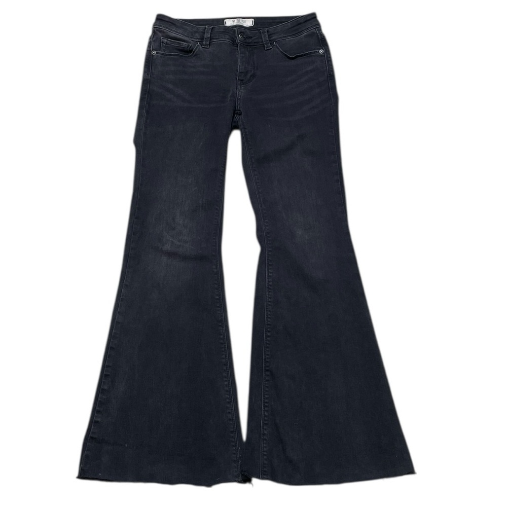 Free People Women's Black Flared Jeans Distressed Denim Bell Bottom Size 27
